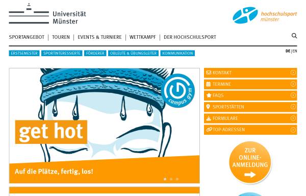 Vorschau von www.uni-muenster.de, Hochschulsport der Westfälischen Wilhelms-Universität