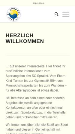 Vorschau der mobilen Webseite www.scsprakel.de, Sportclub Sprakel 1930 e. V.