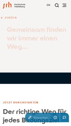 Vorschau der mobilen Webseite www.hochschule-heidelberg.de, Heidelberger Akademie für Psychotherapie