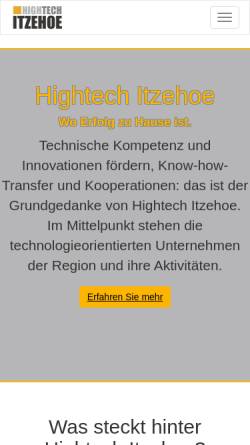 Vorschau der mobilen Webseite www.hightech-itzehoe.de, Standortwerbung für das innovative Itzehoe