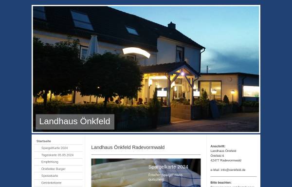 Vorschau von www.oenkfeld.de, Landhaus Önkfeld - Inhaber Jörg & Uwe Langbein GbR