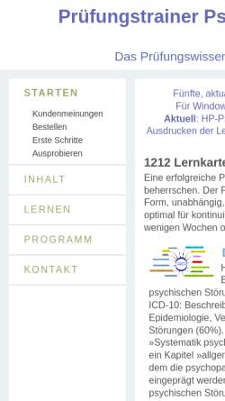 Vorschau der mobilen Webseite www.pruefungstrainer-psychotherapie.de, Prüfungstrainer Psychiatrie und Psychotherapie für Heilpraktiker