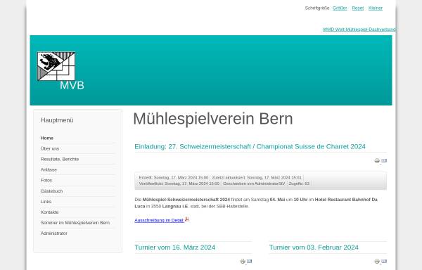 Vorschau von www.muehlespiel.ch, Welt-Mühlespiel-Dachverband