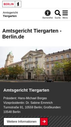 Vorschau der mobilen Webseite www.berlin.de, Amtsgericht Tiergarten
