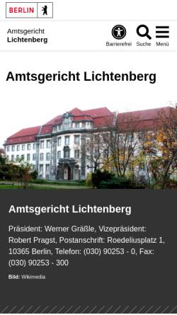 Vorschau der mobilen Webseite www.berlin.de, Amtsgericht Lichtenberg
