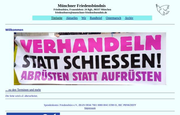 Vorschau von www.muenchner-friedensbuendnis.de, Münchner Friedensbündnis