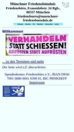 Vorschau der mobilen Webseite www.muenchner-friedensbuendnis.de, Münchner Friedensbündnis