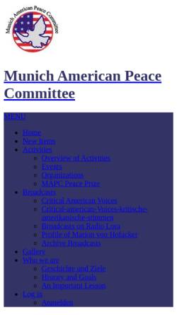Vorschau der mobilen Webseite www.munich-american-peace-committee.de, Munich American Peace Committee