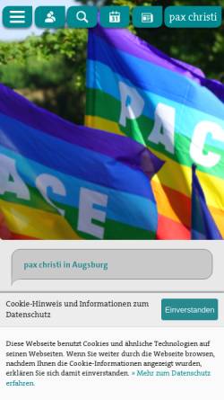 Vorschau der mobilen Webseite www.augsburg.paxchristi.de, pax christi Bistumsstelle Augsburg