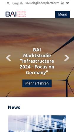 Vorschau der mobilen Webseite bvai.de, Bundesverband Alternative Investments e.V.