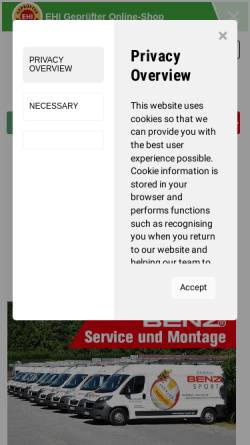 Vorschau der mobilen Webseite www.benz-sport.de, Benz Sportgeräte & Turngeräte