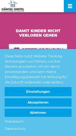 Vorschau der mobilen Webseite haensel-gretel.de, Stiftung Hänsel + Gretel