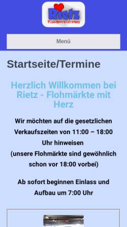 Vorschau der mobilen Webseite www.rietz-flohmaerkte.de, Rietz Flohmärkte