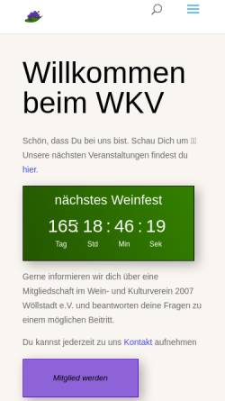 Vorschau der mobilen Webseite www.wkv-woellstadt.de, Wein- und Kulturverein 2007 Wöllstadt e.V.