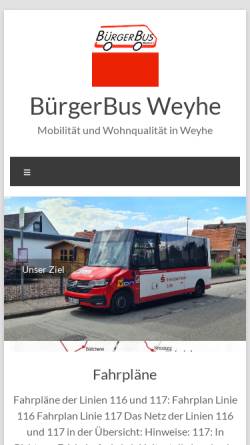 Vorschau der mobilen Webseite buergerbus-weyhe.de, BürgerBus Weyhe e.V.