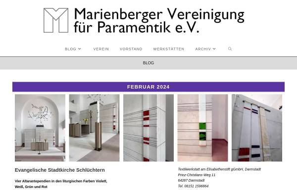 Vorschau von marienberger-vereinigung.de, Marienberger Vereinigung für evangelische Paramentik e.V.