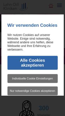 Vorschau der mobilen Webseite www.dill-kliniken.de, Dill-Kliniken Dillenburg und Herborn