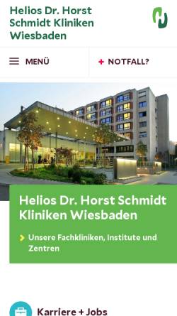 Vorschau der mobilen Webseite www.hsk-wiesbaden.de, Dr.-Horst-Schmidt-Kliniken Wiesbaden