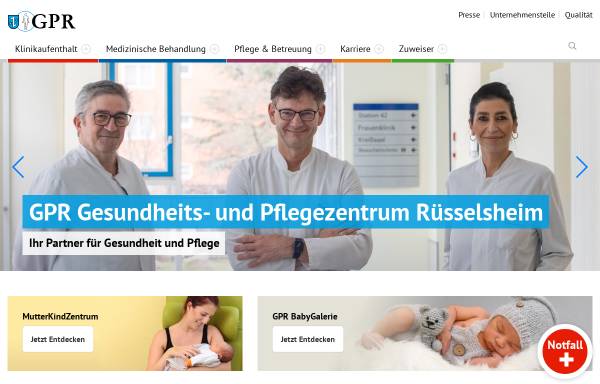 Vorschau von www.gp-ruesselsheim.de, GPR Gesundheits- und Pflegezentrum Rüsselsheim, Klinikum