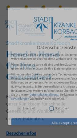 Vorschau der mobilen Webseite www.krankenhaus-korbach.de, Hessenklinik Stadtkrankenhaus Korbach gGmbH