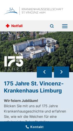 Vorschau der mobilen Webseite www.st-vincenz.de, St. Vincenz Krankenhaus Limburg