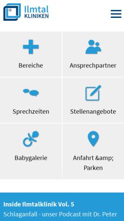 Vorschau der mobilen Webseite www.ilmtalklinik.de, Ilmtalklinik Pfaffenhofen