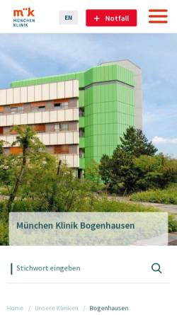 Vorschau der mobilen Webseite www.kh-bogenhausen.de, Krankenhaus München Bogenhausen