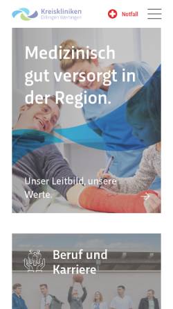 Vorschau der mobilen Webseite www.khdw.de, Kreiskliniken Dillingen-Wertingen gGmbH