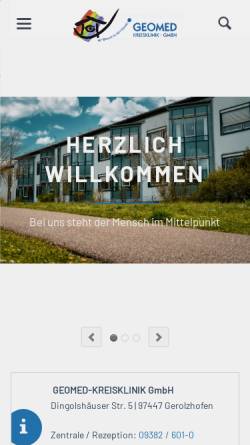 Vorschau der mobilen Webseite www.geomed-klinik.de, Kreiskrankenhaus Landkreis Schweinfurt