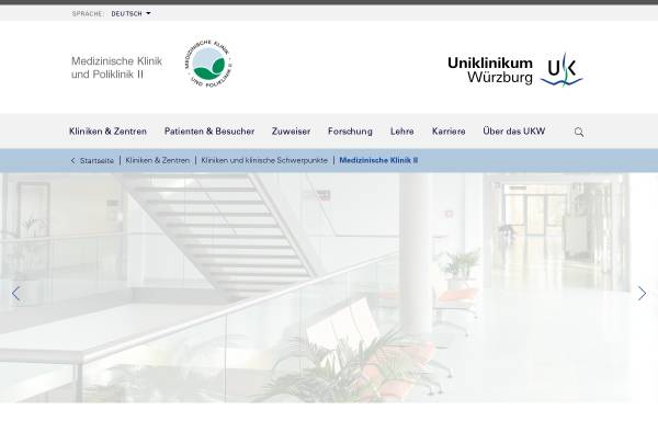 Vorschau von www.medizin2.ukw.de, Medizinische Klinik und Poliklinik II Würzburg