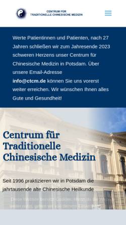 Vorschau der mobilen Webseite www.ctcm.de, Centrum für Traditionelle Chinesische Medizin