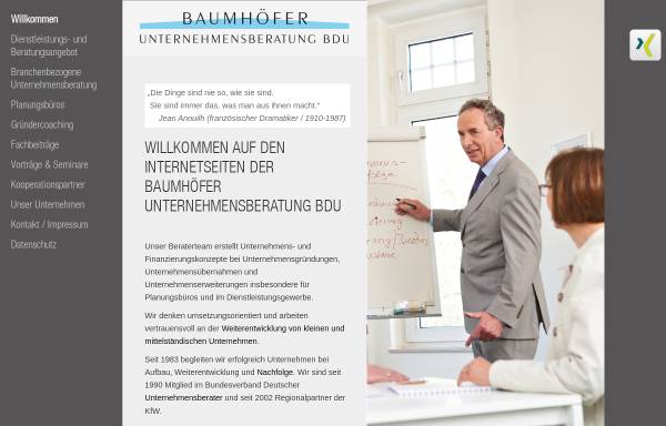 Vorschau von www.baumhoefer-bdu.de, Baumhöfer Unternehmensberatung