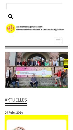 Vorschau der mobilen Webseite www.frauenbeauftragte.de, Bundesarbeitsgemeinschaft der kommunalen Frauenbüros und Gleichstellungsstellen (BAG)