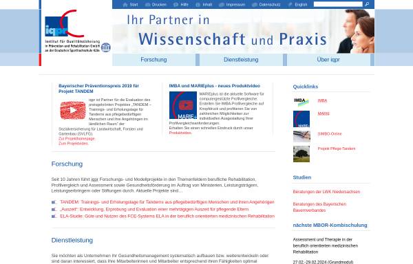 Vorschau von www.iqpr.de, IQPR - Institut für Qualitätssicherung in Prävention und Rehabilitation (GmbH)