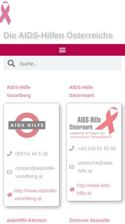 Vorschau der mobilen Webseite www.aidshilfen.at, AIDS Hilfe Österreich
