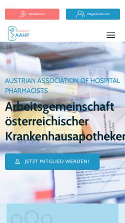Vorschau der mobilen Webseite www.aahp.at, Arbeitsgemeinschaft österreichischer Krankenhausapotheker