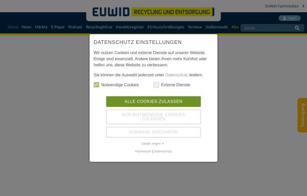 Vorschau von www.euwid-recycling.de, EUWID Recycling und Entsorgung
