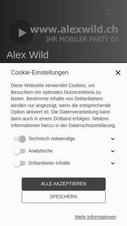 Vorschau der mobilen Webseite www.alexwild.ch, Alex' Karaokeshow