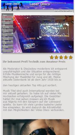Vorschau der mobilen Webseite www.laserdisco.de, Andy Hochzeits DJ