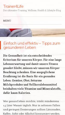 Vorschau der mobilen Webseite www.trainer4life.de, Trainer4Life