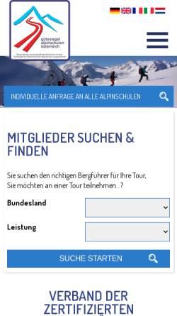 Vorschau der mobilen Webseite www.alpinschulen.at, Alpinschulenverband Österreichs