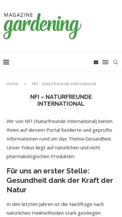 Vorschau der mobilen Webseite www.nfi.at, Naturfreunde Internationale