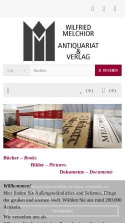 Vorschau der mobilen Webseite www.antiquariat-melchior.de, Antiquariat Melchior