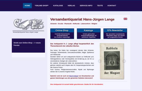 Vorschau von www.antiquariatlange.de, Versandantiquariat Hans-Juergen Lange