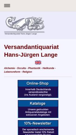 Vorschau der mobilen Webseite www.antiquariatlange.de, Versandantiquariat Hans-Juergen Lange