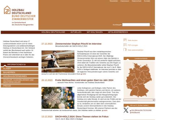 Vorschau von www.bdz-holzbau.de, BDZ - Bund Deutscher Zimmermeister