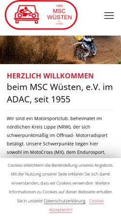 Vorschau der mobilen Webseite www.msc-wuesten.de, MSC-Wüsten e.V.