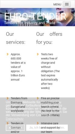 Vorschau der mobilen Webseite eurotender.de, Euro-Tender Informationsdienst e.K.