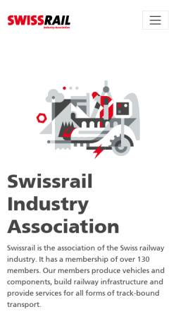 Vorschau der mobilen Webseite www.swissrail.com, Swissrail Industry Association