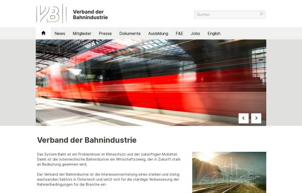 Vorschau von www.bahnindustrie.at, Verband der Bahnindustrie